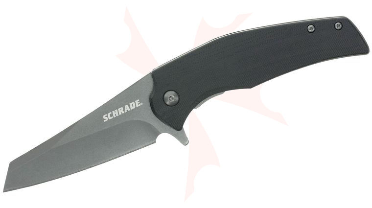 Schrade Delta Class Torsion Flipper Knife 3.25 inch AUS-8 Gray Reverse Tanto Blade, Black G10 Handles