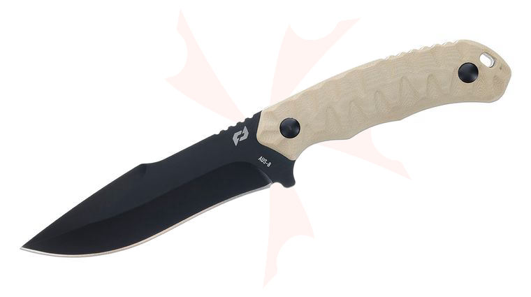 Schrade Delta Class I-Beam Fixed Blade Knife 5 inch AUS-8 Black Harpoon Point Blade, Flat Dark Earth (FDE) G10 Handles, Injection Molded Sheath