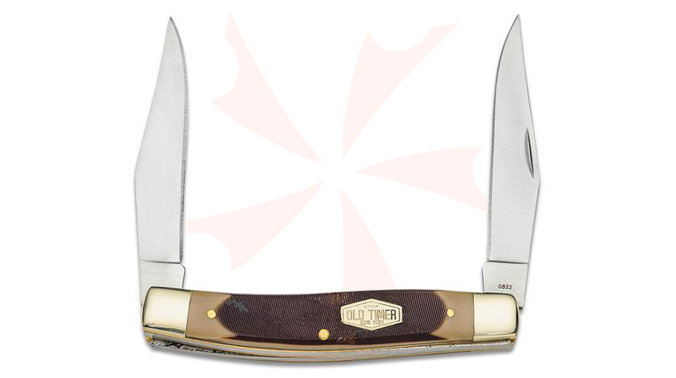 Schrade 77OT Old Timer Small Game Muskrat Slipjoint 3.9 inch Closed, Sawcut Delrin Handles with Nickel Silver Bolsters