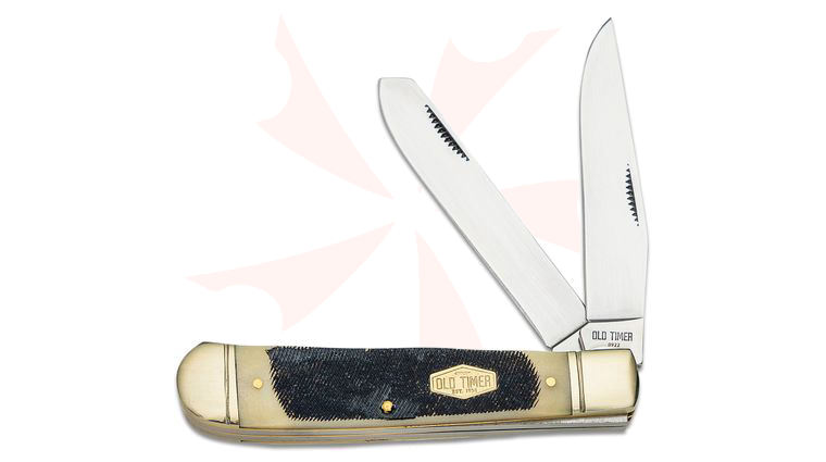 Schrade 95OTB Old Timer Large Gunstock Trapper 4.1 inch Closed, Sawcut Bone Handles with Nickel Silver Bolsters