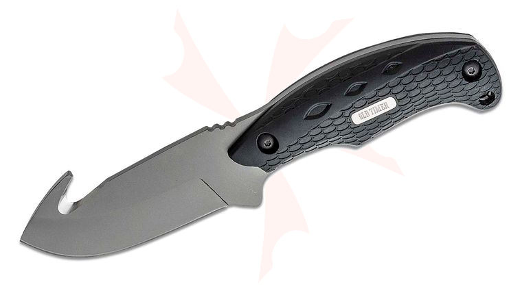 Schrade 2143OT Old Timer Copperhead Guthook Fixed 3.67 inch Black Drop Point Blade, Nylon Sheath