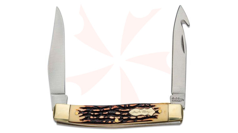 Schrade Uncle Henry Pro Skinner, Gut Hook, 4 inch Staglon Handles
