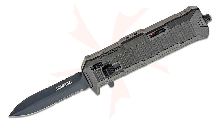 Schrade Extreme Survival Viper OTF Assisted 3.35 inch Black Double Combo Edge Spear Point Blade, Aluminum Handle