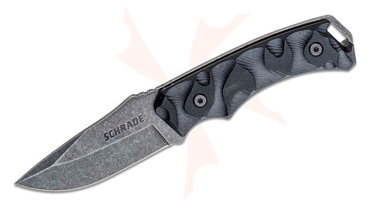 Schrade SCHF14 Tactical Fixed 3.4 inch Black 8Cr13MoV Drop Point Blade, Contoured G10 Handles
