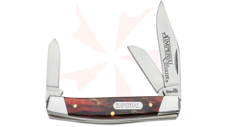 Schrade Imperial Medium Stockman Pocket Knife, 3.4 inch Brown Marble Zytel Handles