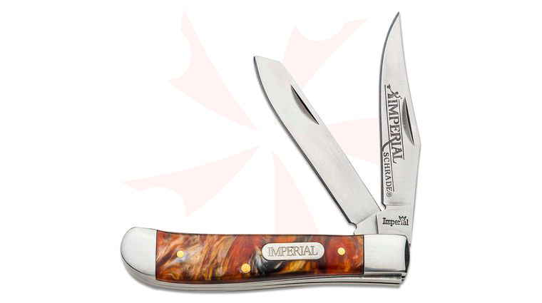 Schrade Imperial Medium Trapper Pocket Knife, 3.5 inch Brown Marble Zytel Handles