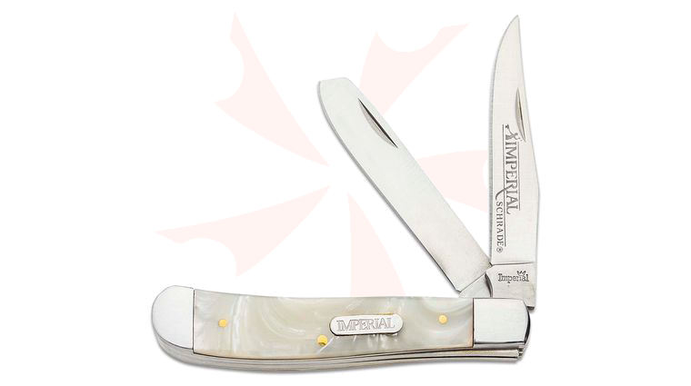 Schrade Imperial Large Trapper Pocket Knife, 4 inch Cracked Ice Zytel Handles