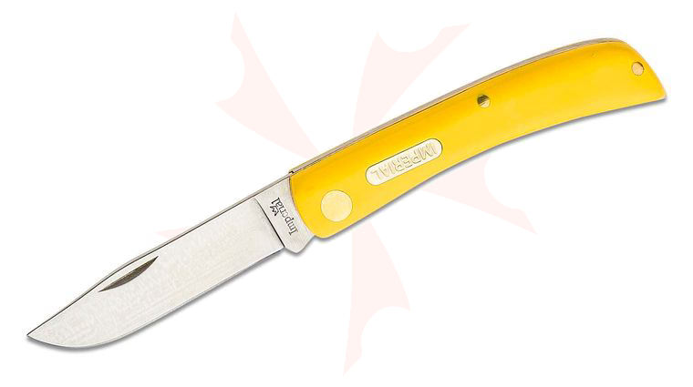 Schrade Imperial Sodbuster 3.7 inch Closed, Yellow POM Handles