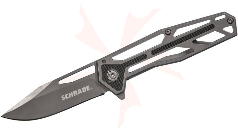 Schrade SCH702 Cage Ultra-Glide Flipper Knife 2.75 inch Gray Plain Blade, Gray Ti-Nitride Steel Handles with G10 Inlays