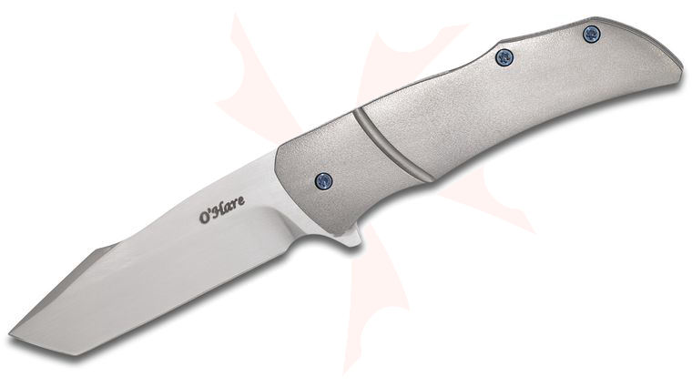Sean O'Hare Custom Krytter Flipper 2.75 inch CTS-XHP Hand Rubbed Satin Blade, Orange Peel Titanium Handles