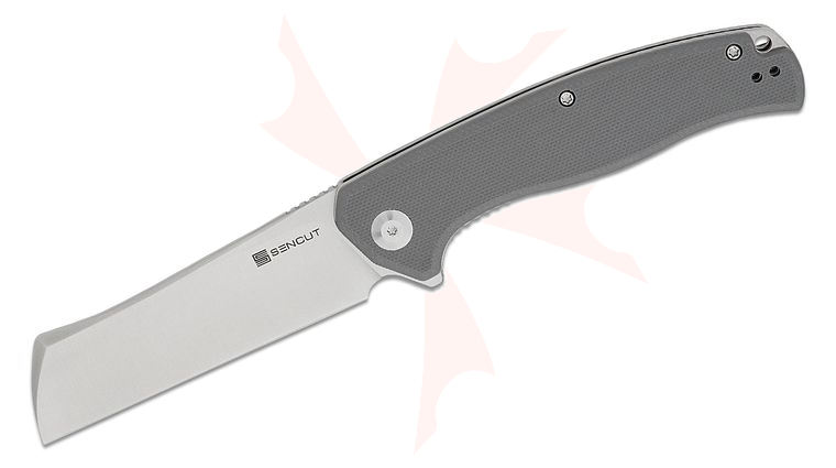 Sencut Knives S20057C-3 Traxler Liner Lock Flipper Knife 3.49 inch 9Cr18MoV Satin Sheepsfoot Blade, Gray G10 Handles