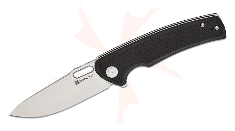 Sencut Knives S20065-1 Vesperon Liner Lock Flipper Knife 3.35 inch 9Cr18MoV Satin Drop Point Blade, Black G10 Handles