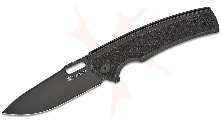 Sencut Knives S20065-3 Vesperon Liner Lock Flipper Knife 3.35 inch 9Cr18MoV Black Drop Point Blade, Black Canvas Micarta Handles