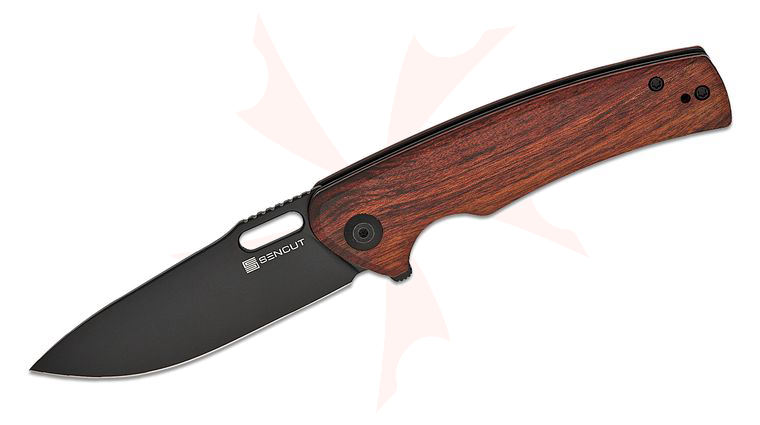 Sencut Knives S20065-4 Vesperon Liner Lock Flipper Knife 3.35 inch 9Cr18MoV Black Drop Point Blade, Guibourtia Wood Handles