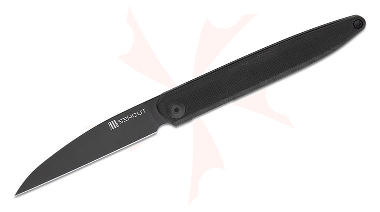 Sencut Knives S20029-2 Jubil Front Flipper Knife 2.95 inch D2 Black Wharncliffe Blade, Black G10 Handles