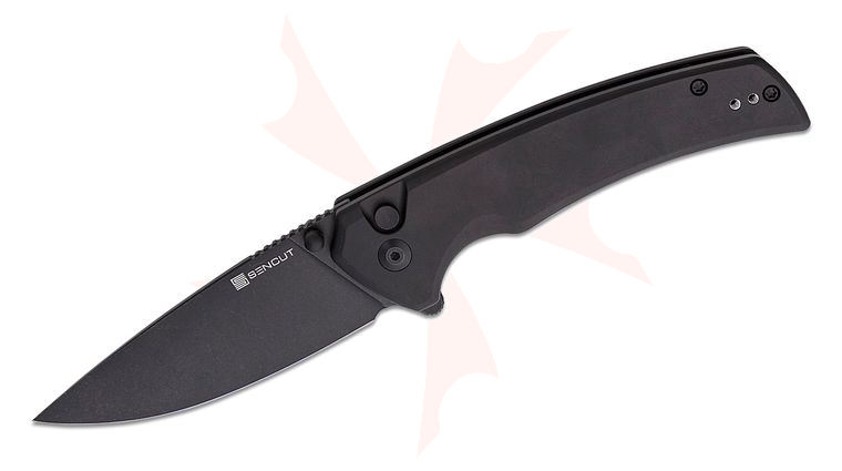 Sencut Knives S21022B-1 Serene Flipper Knife 3.48 inch Black Stonewashed D2 Drop Point Blade, Black Aluminum Handles