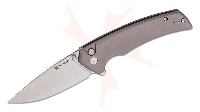 Sencut Knives S21022B-3 Serene Flipper Knife 3.48 inch Satin D2 Drop Point Blade, Gray Aluminum Handles