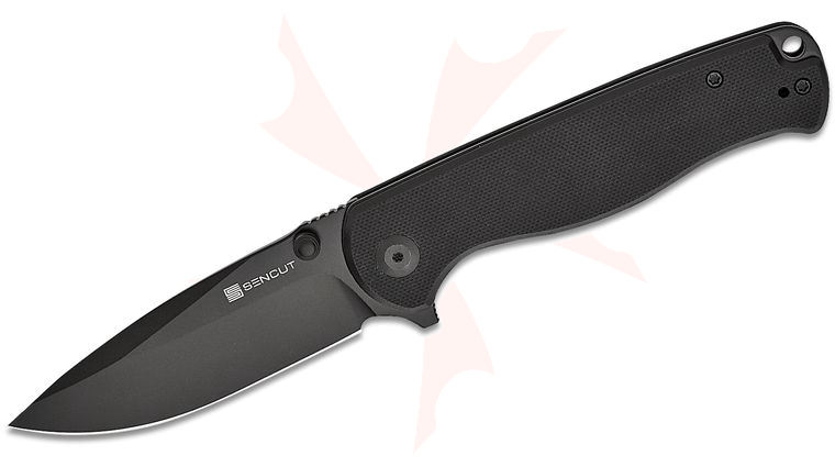 Sencut Knives Errant Liner Lock Flipper Knife 3.45 inch 9Cr18MoV Black Drop Point Blade, Black G10 Handles