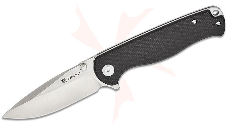 Sencut Knives Errant Liner Lock Flipper Knife 3.45 inch 9Cr18MoV Satin Drop Point Blade, Black Canvas Micarta Handles