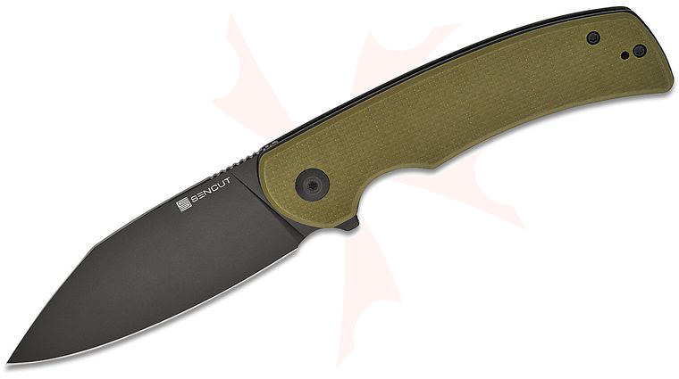 Sencut Knives Omniform Liner Lock Flipper Knife 3.65 inch 9Cr18MoV Black Drop Point Blade, OD Green G10 Handles