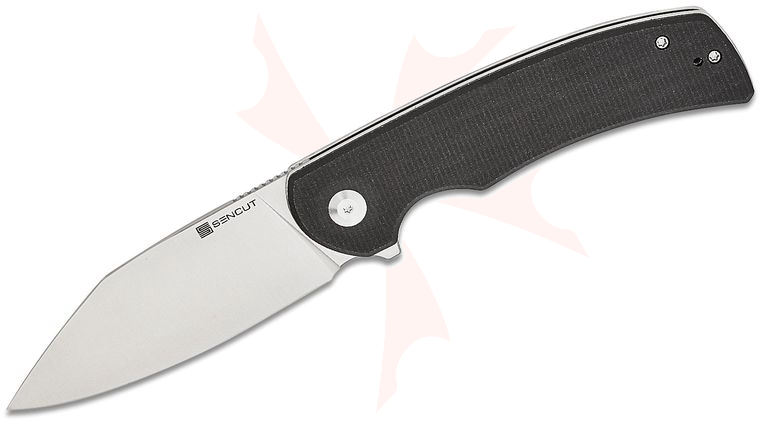 Sencut Knives Omniform Liner Lock Flipper Knife 3.65 inch 9Cr18MoV Satin Drop Point Blade, Black Canvas Micarta Handles