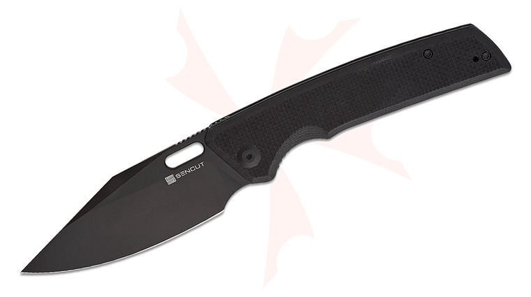 Sencut Knives GlideStrike Liner Lock Folding Knife 3.74 inch 9Cr18MoV Black Clip Point Blade, Coarse Black G10 Handles