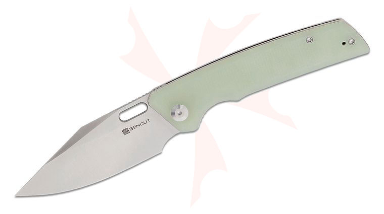 Sencut Knives GlideStrike Liner Lock Folding Knife 3.74 inch 9Cr18MoV Satin Clip Point Blade, Coarse Natural (Jade) G10 Handles
