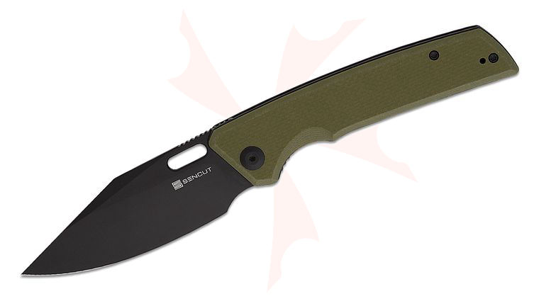 Sencut Knives GlideStrike Liner Lock Folding Knife 3.74 inch 9Cr18MoV Black Clip Point Blade, Coarse OD Green G10 Handles