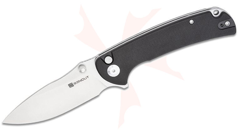 Sencut Knives Pulsewave Button Lock Flipper Knife 3.45 inch 9Cr18MoV Satin Drop Point Blade, Black G10 Handles