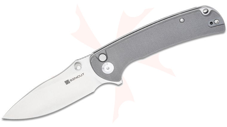 Sencut Knives Pulsewave Button Lock Flipper Knife 3.45 inch 9Cr18MoV Satin Drop Point Blade, Gray G10 Handles