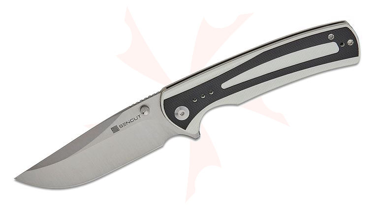 Sencut Knives Regnator Liner Lock Flipper Knife 3.48 inch Satin Clip Point Blade, White/Black G10 Handles, Reversible Clip