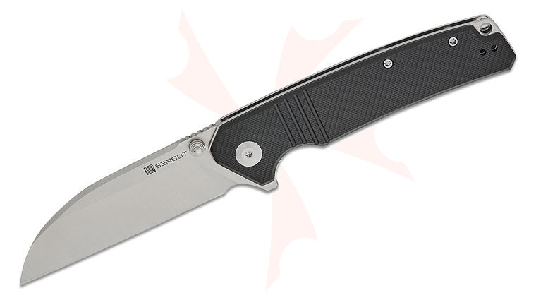 Sencut Knives Awassi Liner Lock Flipper Knife 3.46 inch Satin Sheepsfoot Blade, Black G10 Handles, Reversible Clip