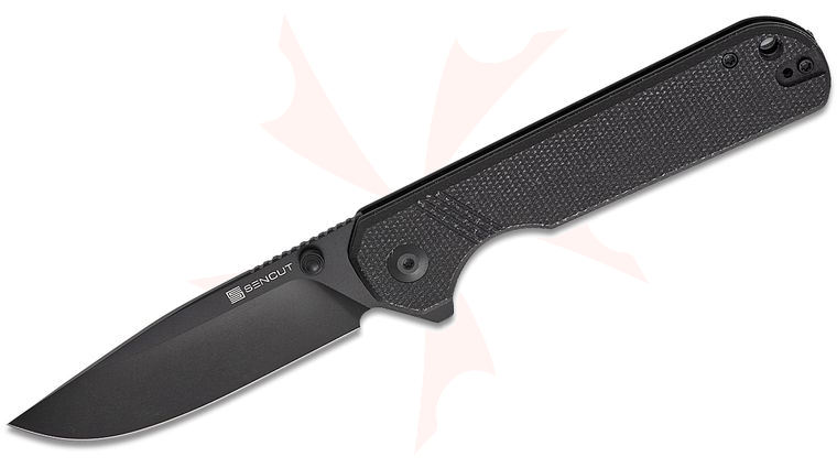 Sencut Knives S24095-3 Aetheris Liner Lock Flipper Knife 3.68 inch Black Clip Point Blade, Black Canvas Micarta Handles