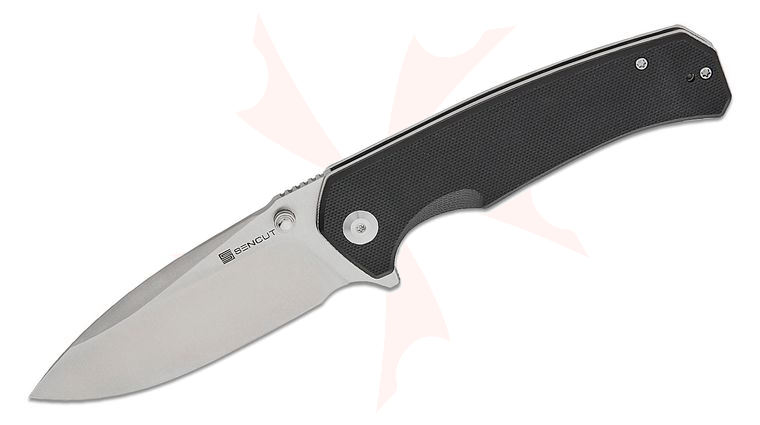 Sencut Knives Skarnax Liner Lock Flipper Knife 3.79 inch Satin Drop Point Blade, Black G10 Handles, Reversible Clip