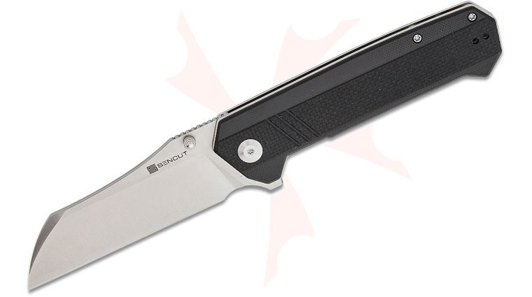 Sencut Knives S24035-1 Draxor Liner Lock Flipper Knife 3.7 inch 9Cr18MoV Satin Sheepsfoot Blade, Black G10 Handles