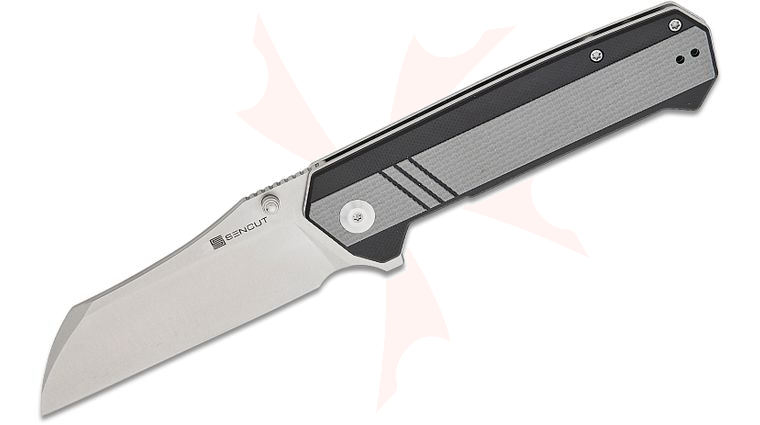 Sencut Knives S24035-3 Draxor Liner Lock Flipper Knife 3.7 inch 9Cr18MoV Satin Sheepsfoot Blade, Gray/Black G10 Handles