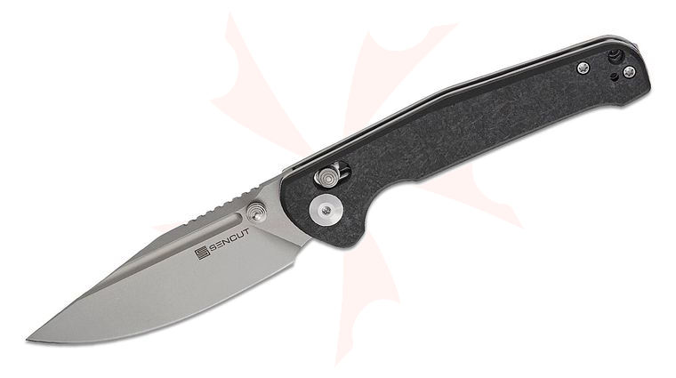 Sencut Knives Glenspar Crossbar Lock Folding Knife 3.45 inch Stonewashed Clip Point Blade, Black Shredded G10 Handles, Reversible Clip