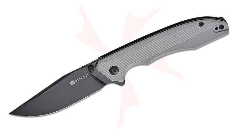 Sencut Knives Sylor Liner Lock Flipper Knife 3.35 inch D2 Black Clip Point Blade, Gray G10 Handles, Reversible Clip