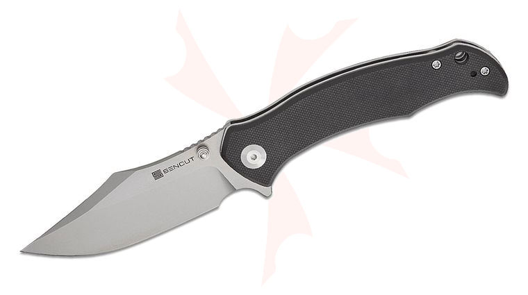 Sencut Knives Tauron Liner Lock Flipper Knife 3.48 inch D2 Stonewashed Clip Point Blade, Black G10 Handles, Reversible Clip