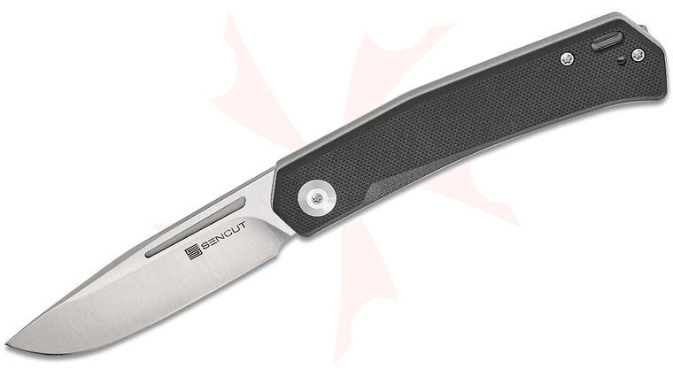 Sencut Knives Braxx Slipjoint Folding Knife 3.12 inch D2 Satin Clip Point Blade, Black G10 Handles, Reversible Clip