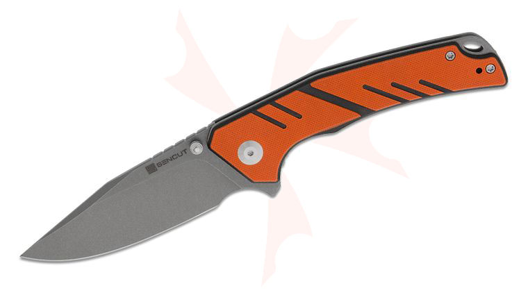 Sencut Knives Quirk Liner Lock Flipper Knife 3.41 inch D2 Gray Stonewashed Clip Point Blade, Orange & Black G10 Handles, Reversible Clip