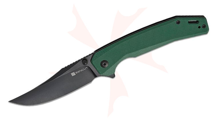 Sencut Knives Vornix Liner Lock Flipper Knife 3.65 inch Black Clip Point Blade, Teal Green G10 Handles, Reversible Clip