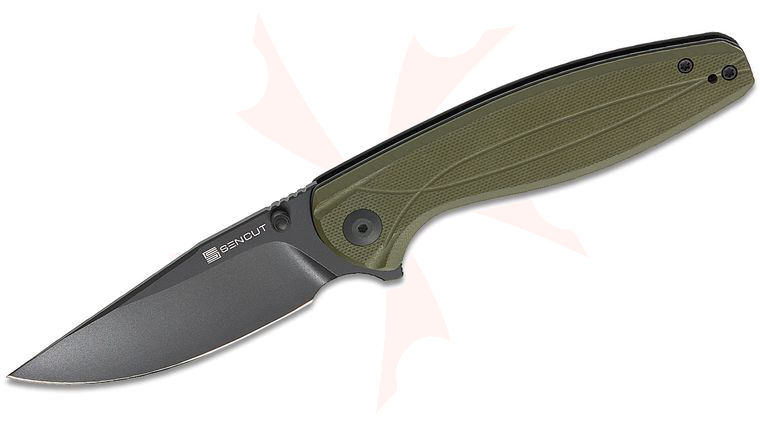Sencut Knives Vyrce Liner Lock Flipper Knife 3.49 inch D2 Black Clip Point Blade, OD Green G10 Handles, Reversible Clip