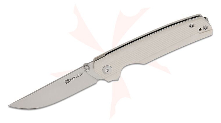 Sencut Knives Stria Liner Lock Flipper Knife 3.12 inch D2 Satin Straight Back Blade, Machined Ivory G10 Handles, Reversible Clip