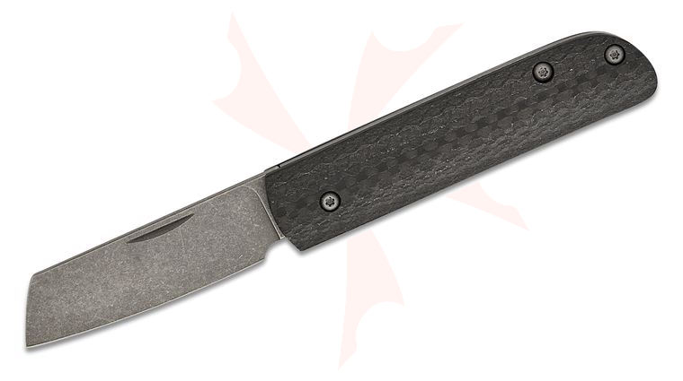 Serge Panchenko Production Slip4 Slipjoint Folding Knife 2.06 inch M390 Stonewashed Modified Sheepsfoot Blade, Contoured Carbon Fiber Handles, Titanium Clip