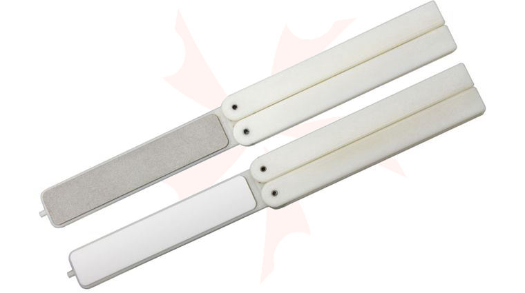 EZE-LAP Super Fine Diamond/Ceramic 2 Stone Set, White Handle - EZE-Fold Folding Handle