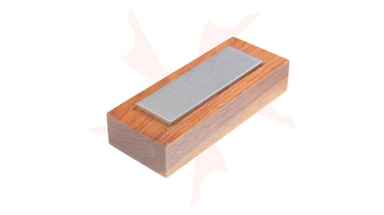 EZE-LAP Coarse Stone on a Walnut Pedestal. No Groove - 1 inch x 3 inch Diamond Stone