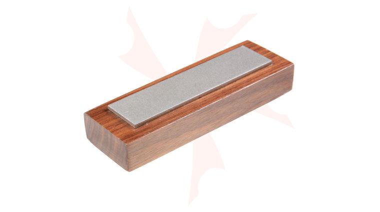 EZE-LAP Coarse Stone on a Walnut Pedestal. No Groove - 1 inch x 4 inch Diamond Stone