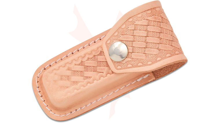 Basketweave Leather Sheath (Natural) Fits 3.5 inch to 4 inch Folders
