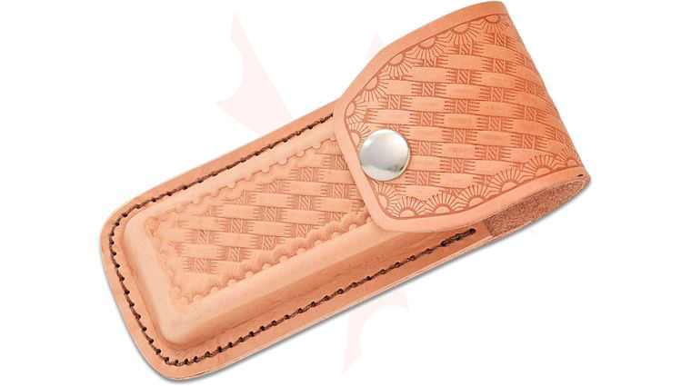 Basketweave Leather Sheath (Natural) Fits 4.5 inch to 5.25 inch Folders